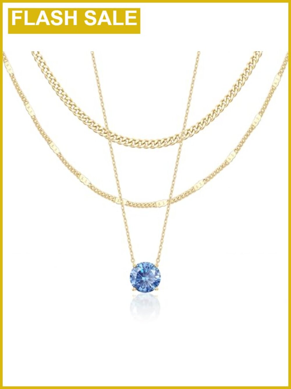 Layered Gold Necklaces 14K Gold Plated Dainty Pendant Set Birthstone